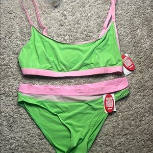 Parade Green and Pink bra and panty set